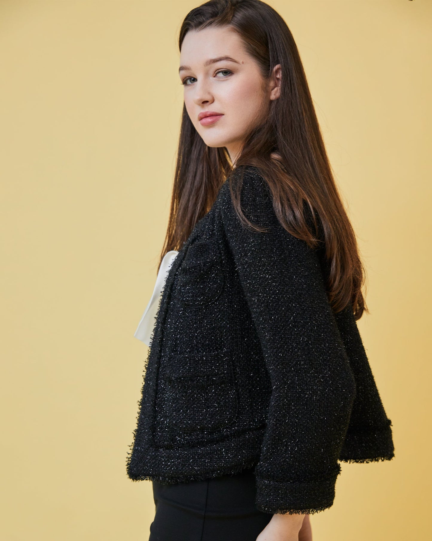 Kiki Jacket in Black Sparkle Tweed