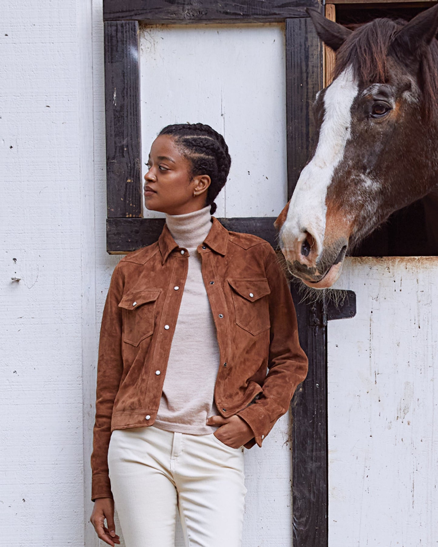 Western Jacket in Cognac Suede