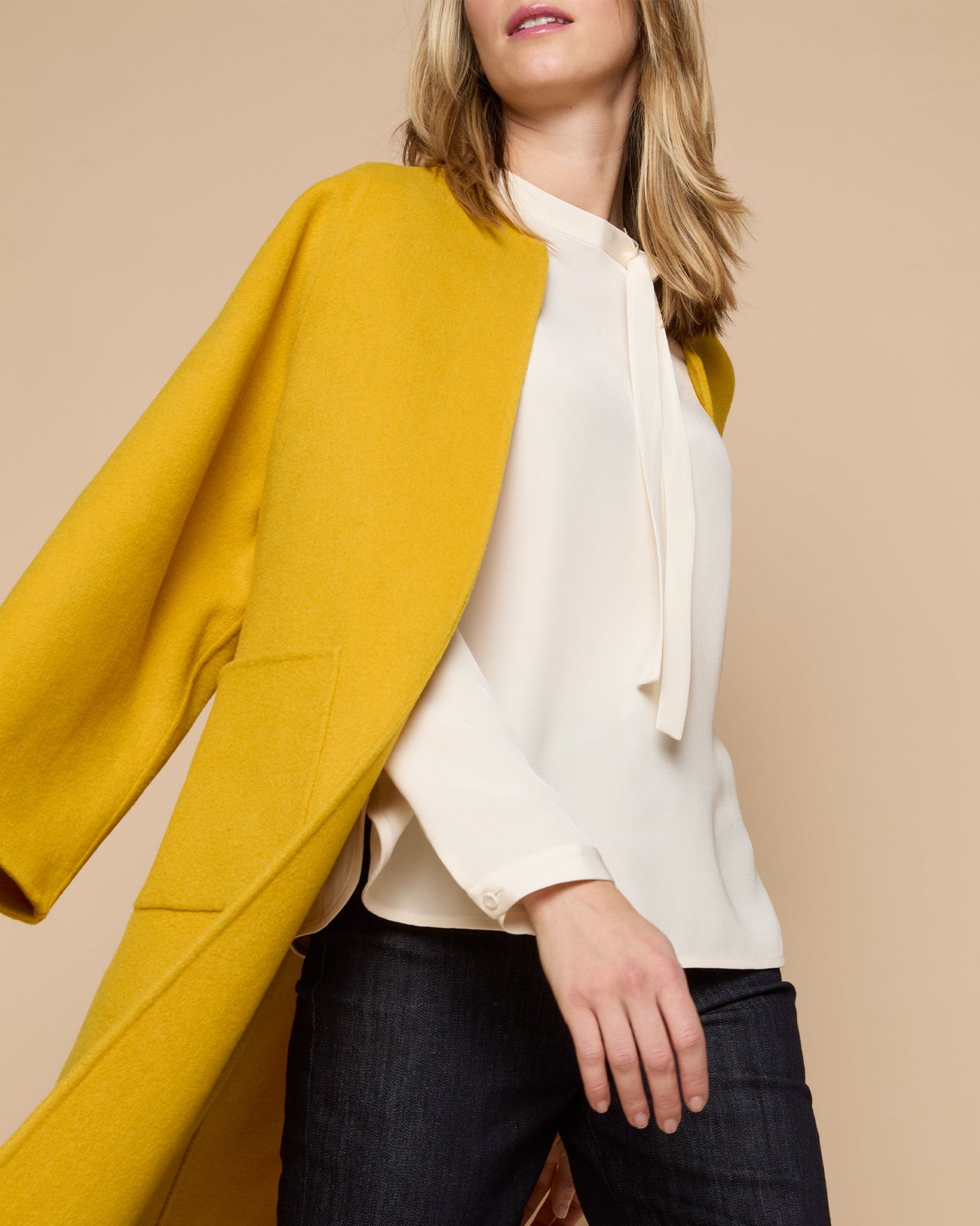 Valeria Coat in Harvest Yellow Double-Faced Wool Melton