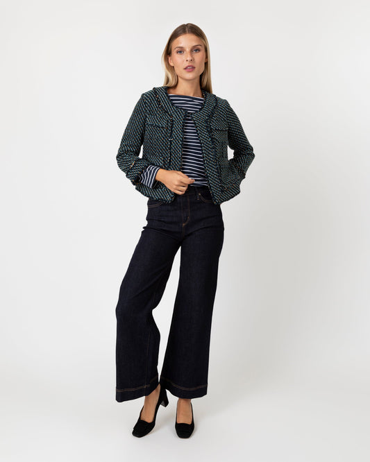 Kiki Jacket in Navy/Green Stretch Tweed