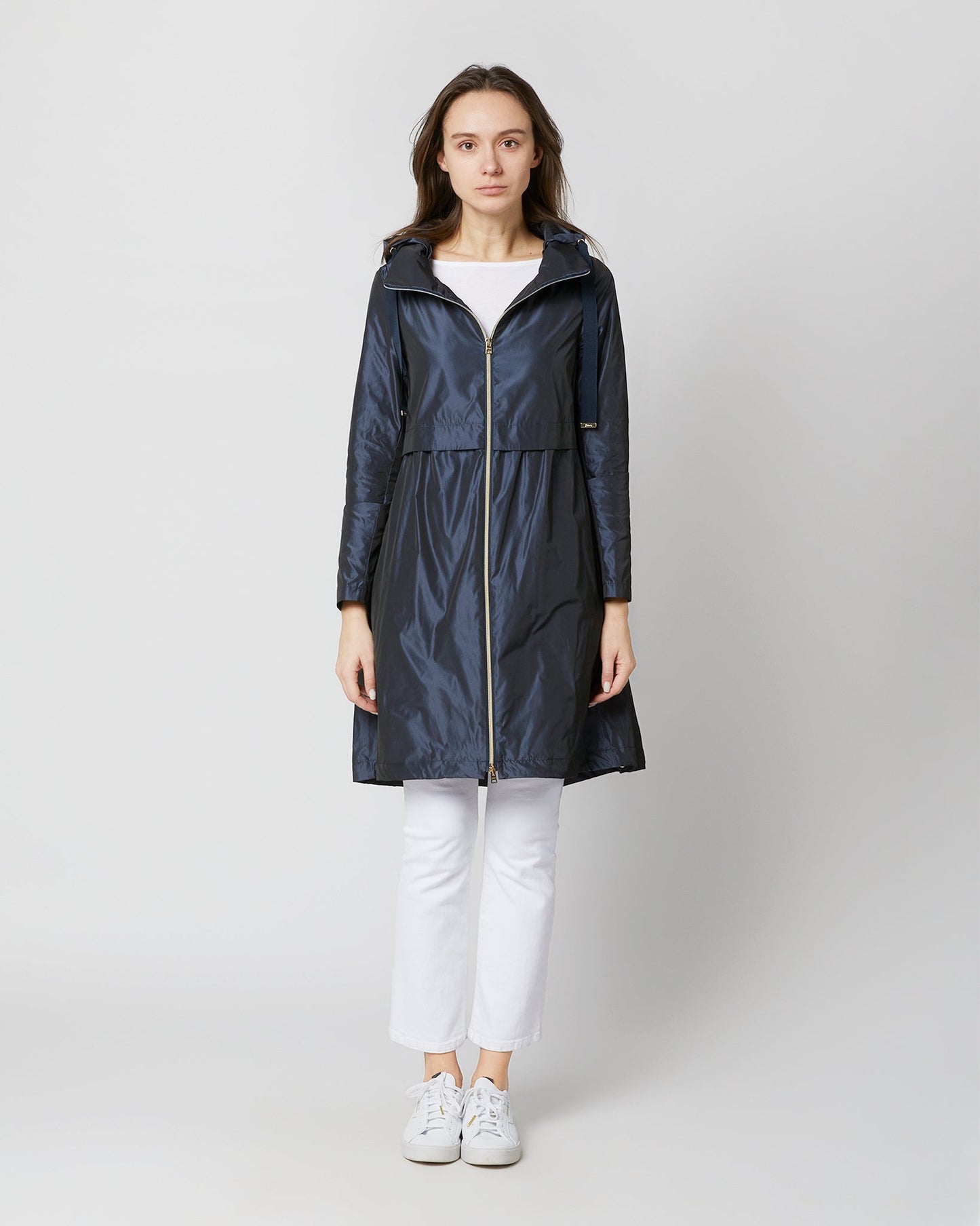 Midi Jacket with Removable Hood in New Blu