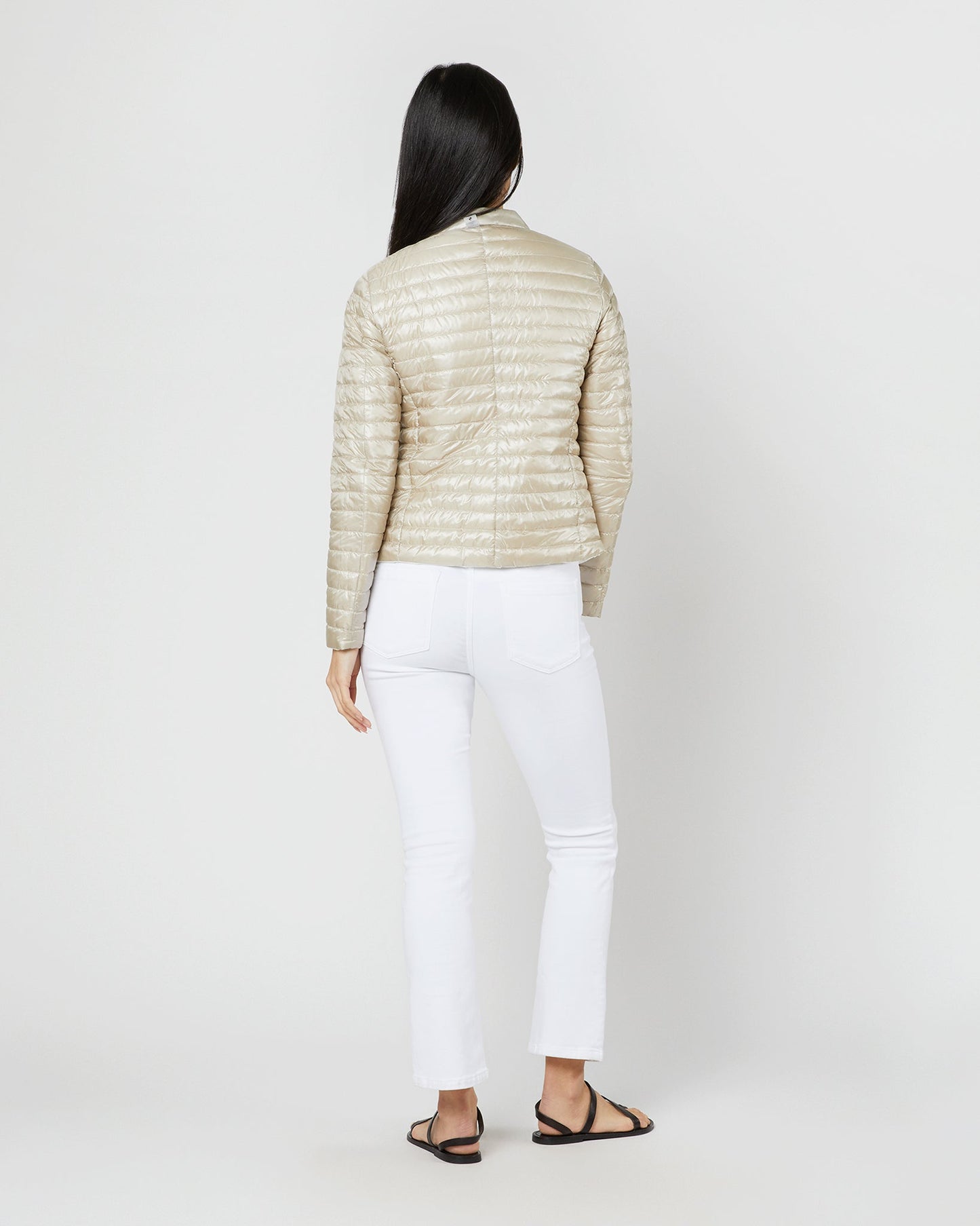 Reversible Short Jacket in White/Champagne