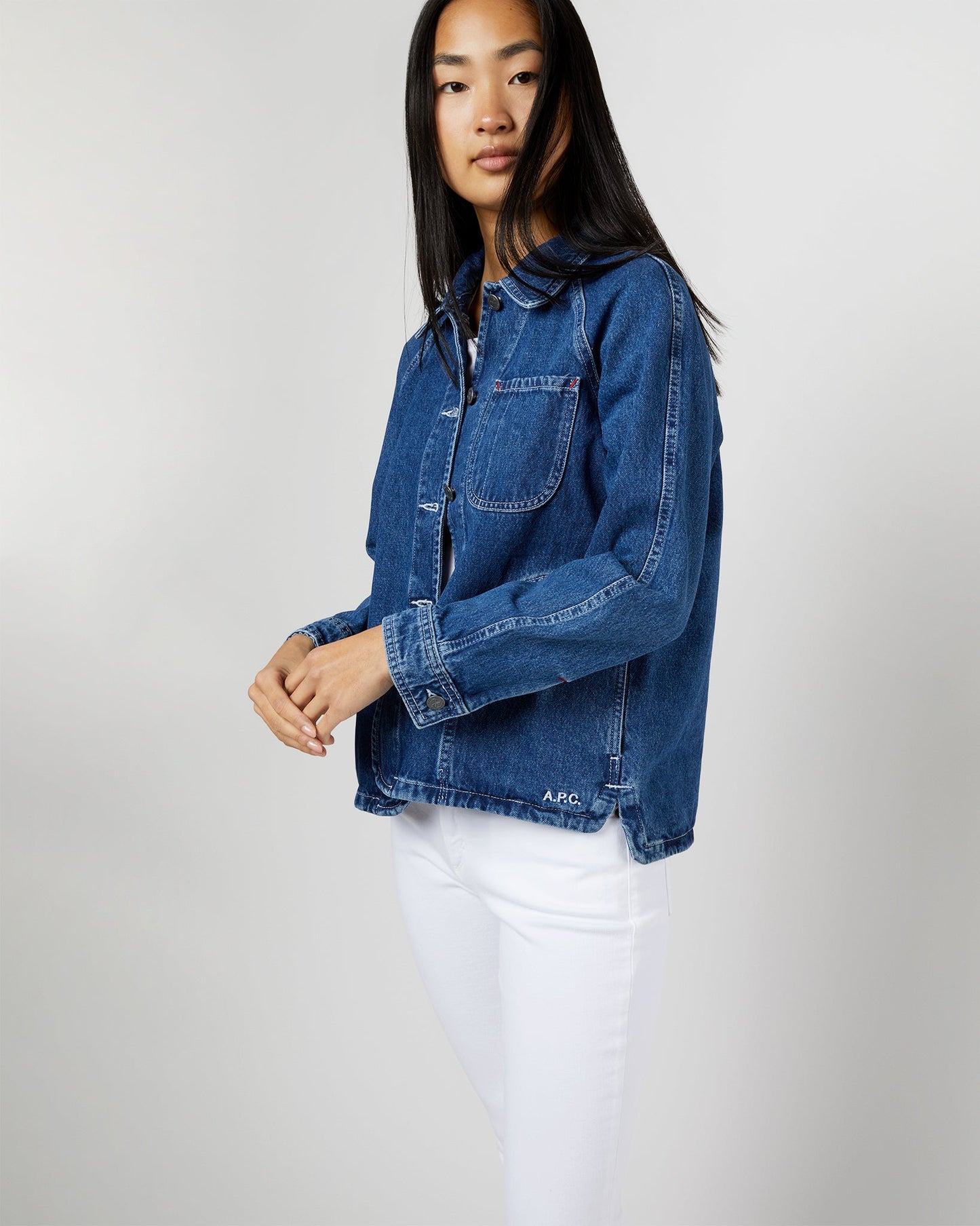 Suzanne Logo Jacket in Washed Indigo