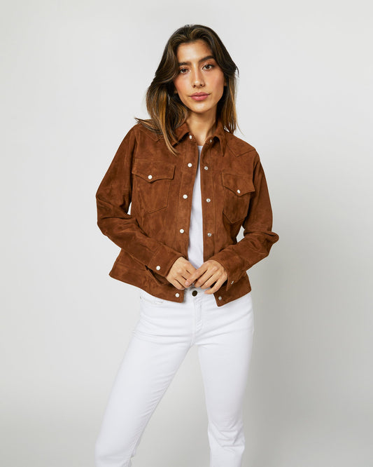 Western Jacket in Cognac Suede