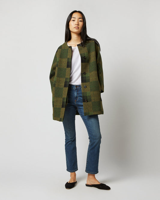 Eleanor Coat in Hunter Multi Patchwork Jacquard