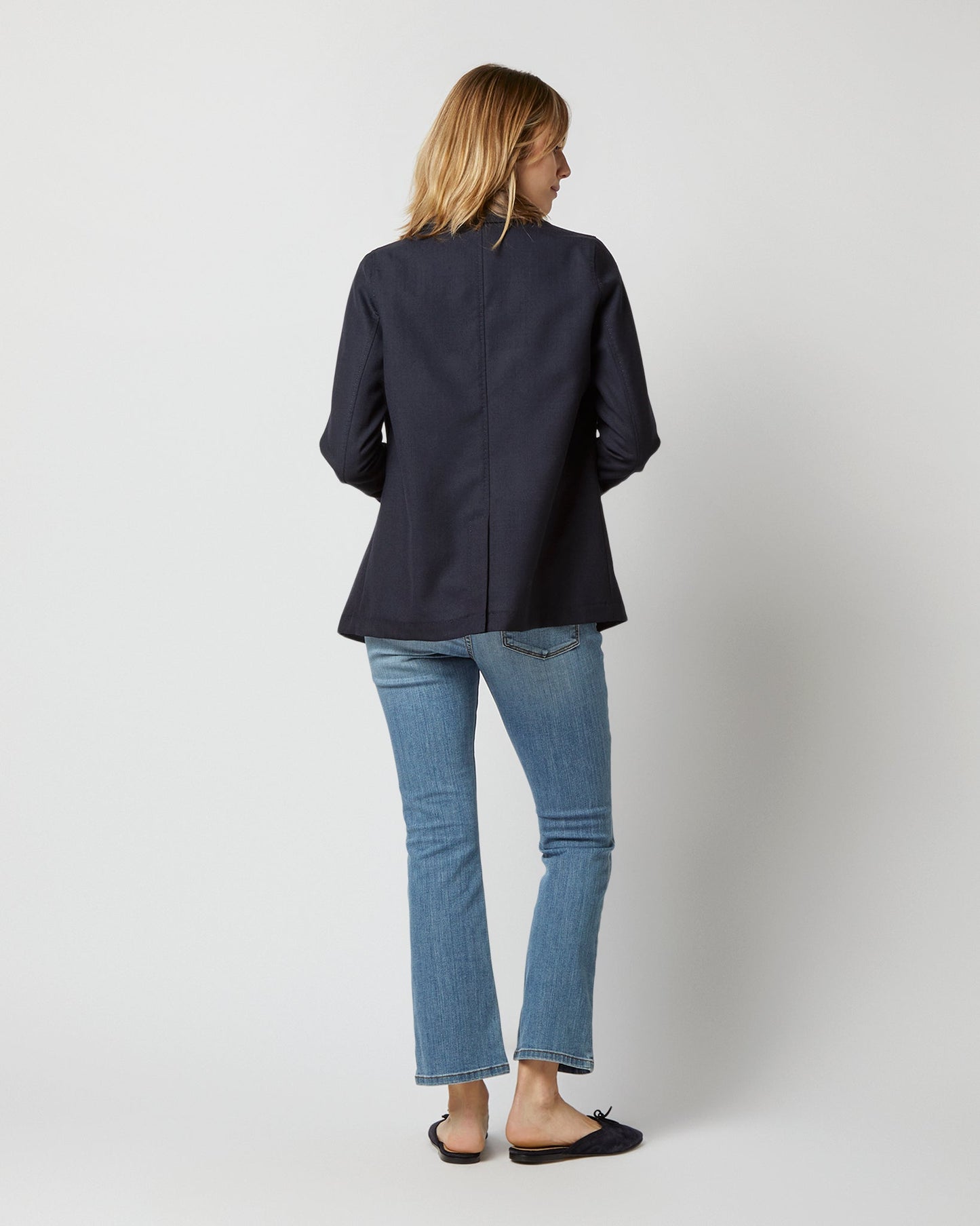 Ghost Blazer in Navy High-Twist