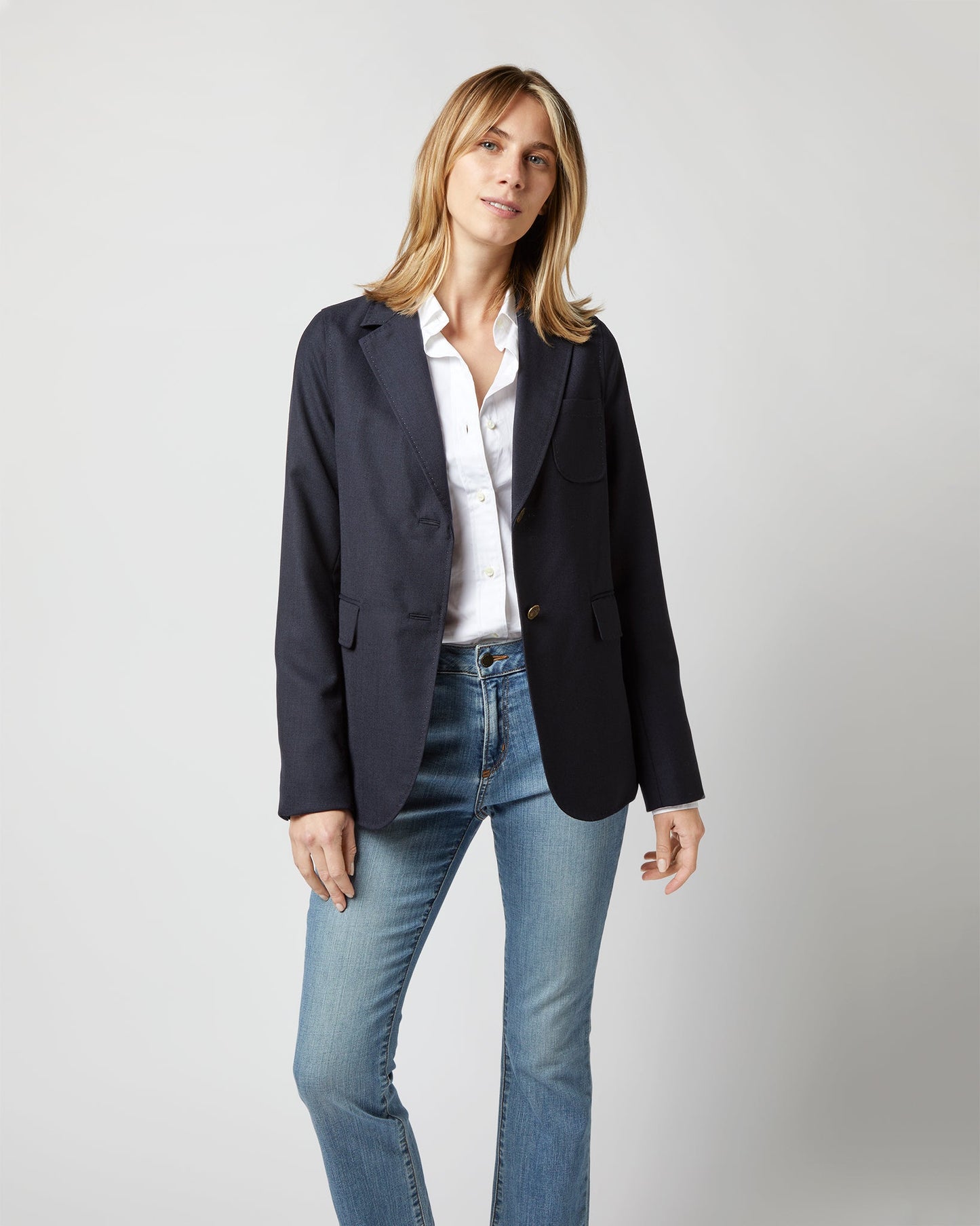 Ghost Blazer in Navy High-Twist