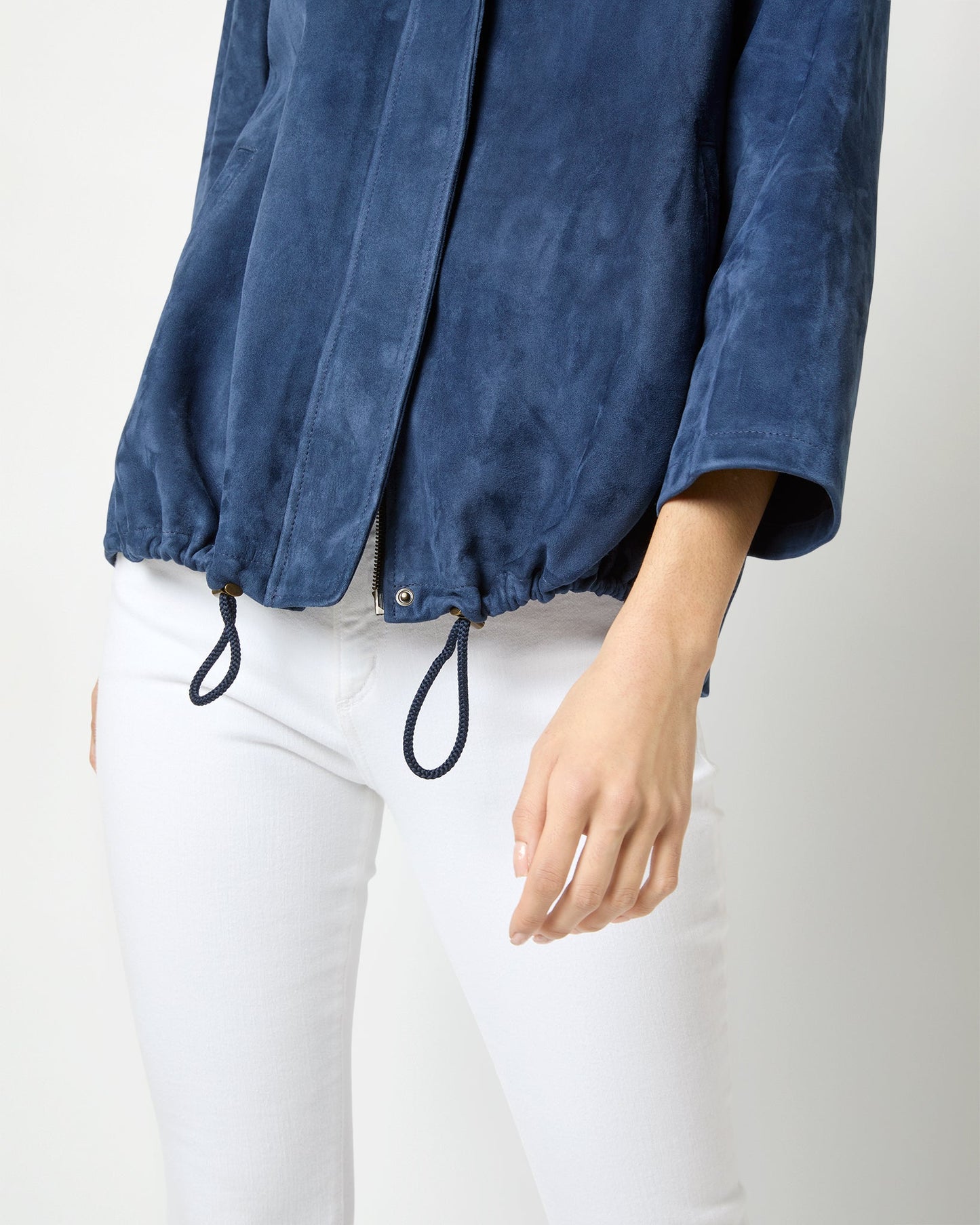 Edith Jacket in Bright Navy Lambskin Suede