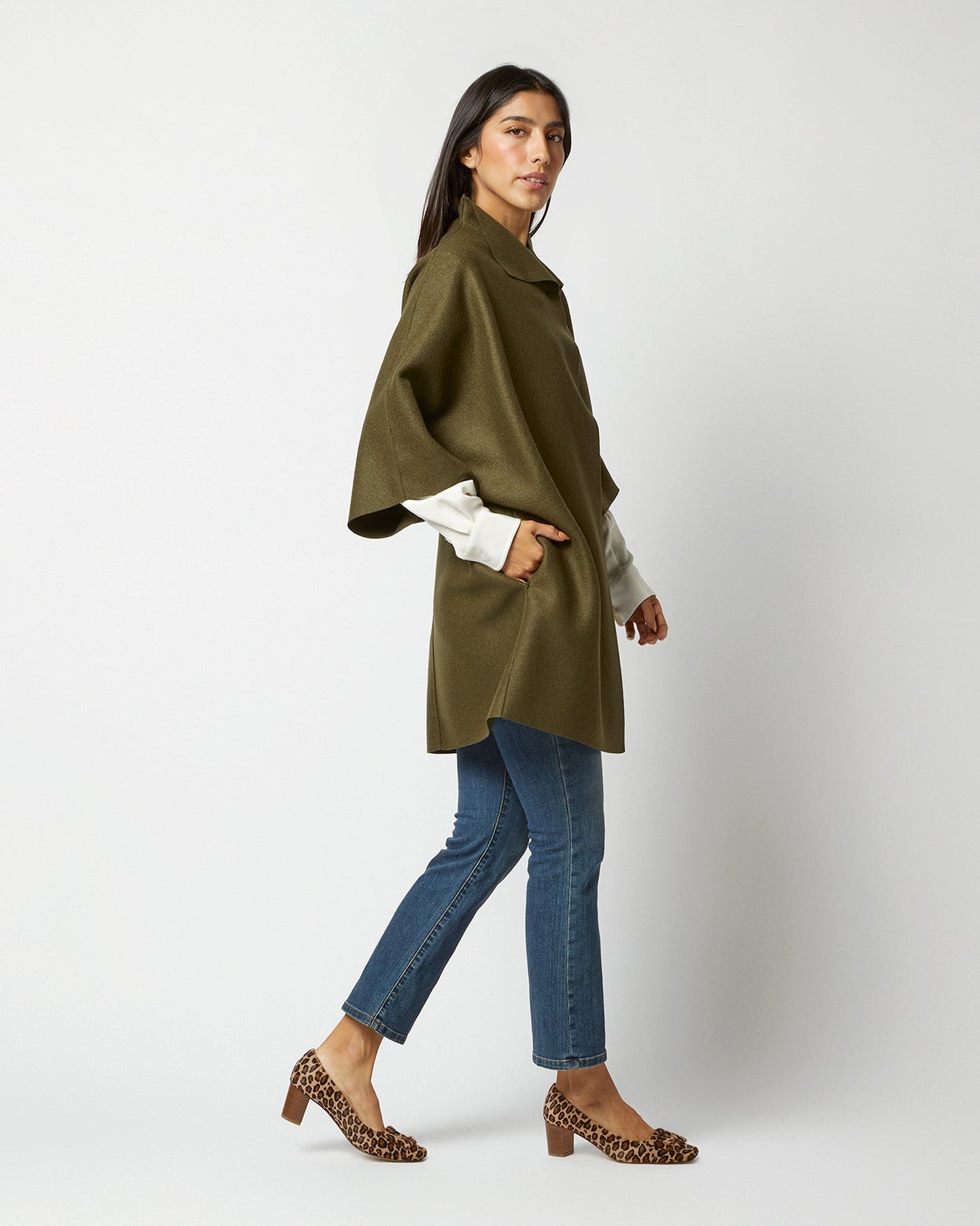 Kimono Coat in Moss Green