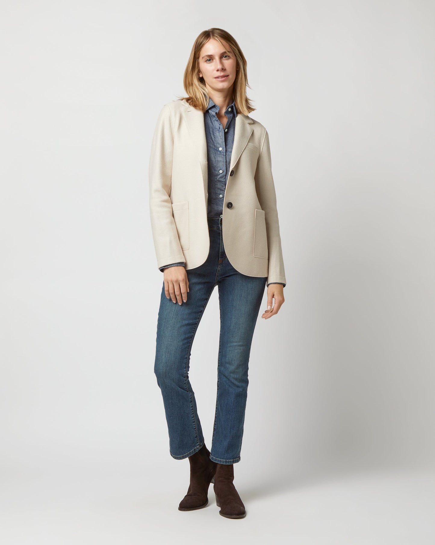 Stand Up Collar Blazer in Cream