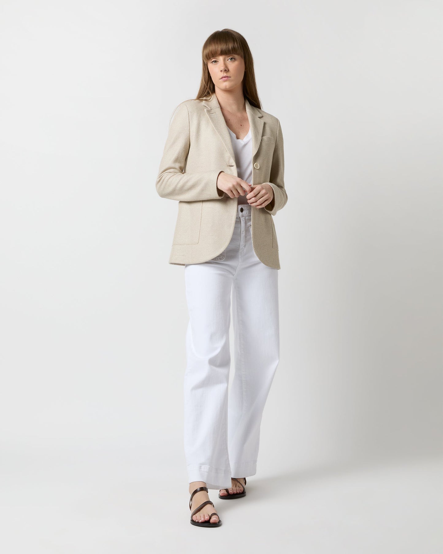 Stand-Up Collar Blazer in Sand