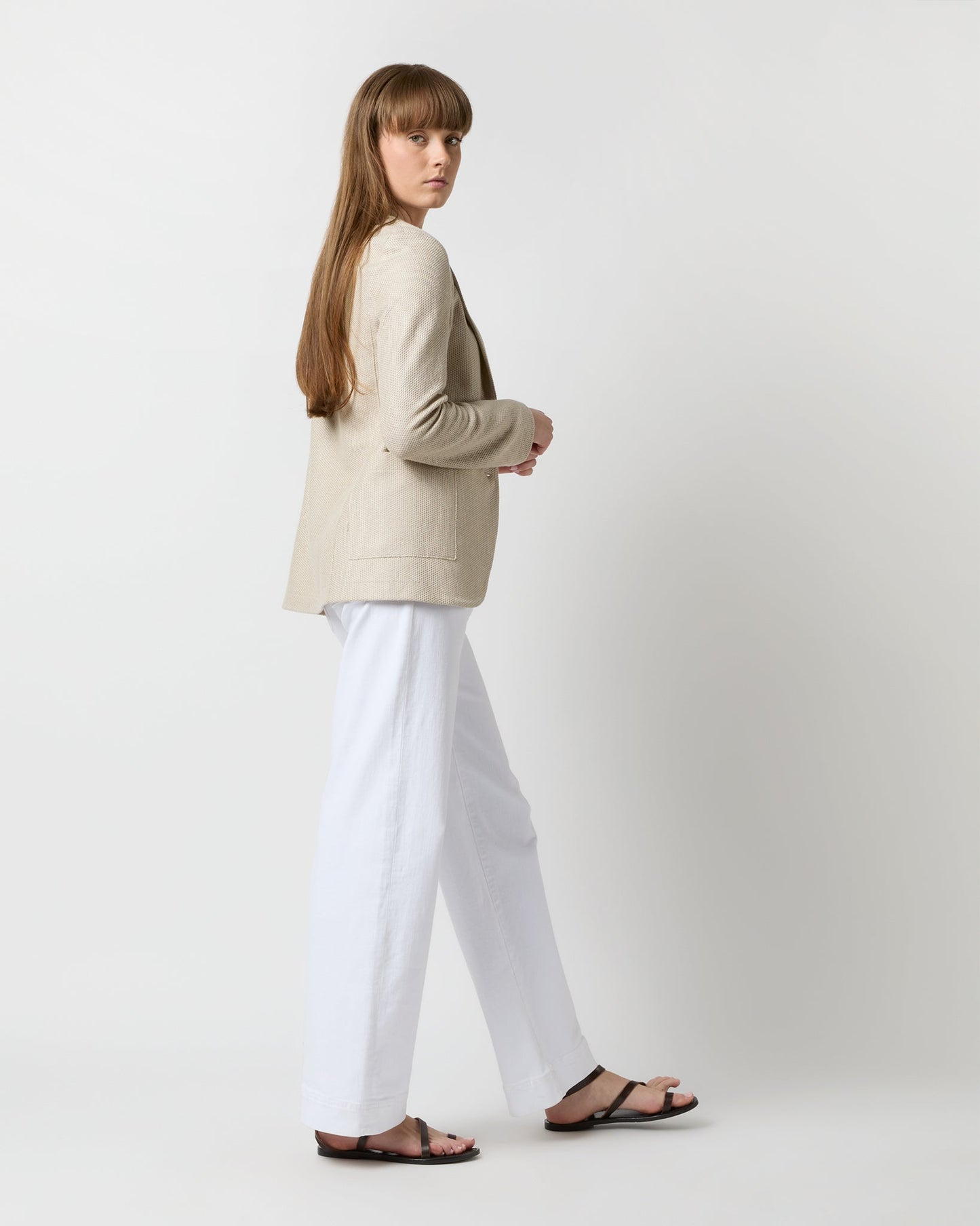 Stand-Up Collar Blazer in Sand