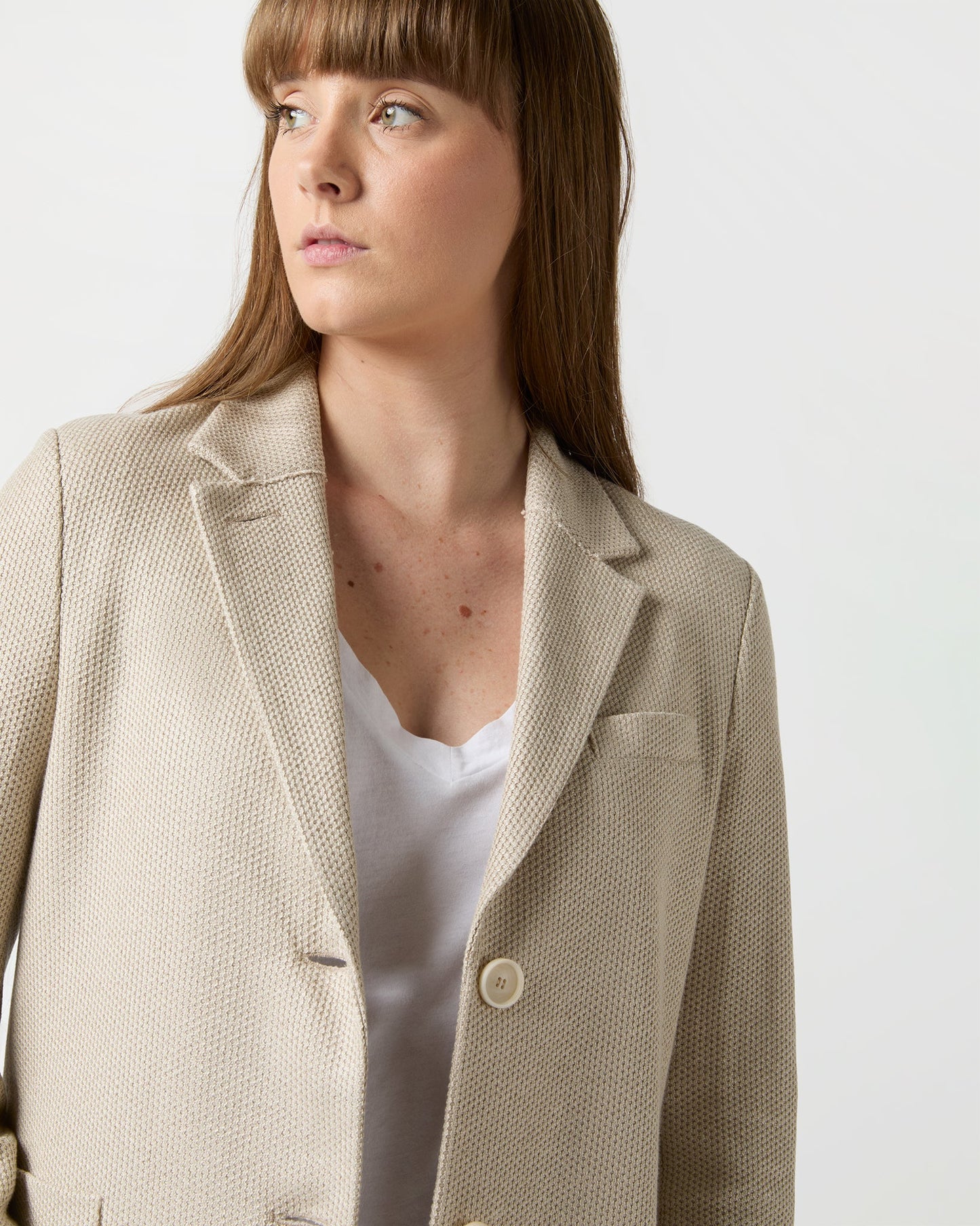 Stand-Up Collar Blazer in Sand