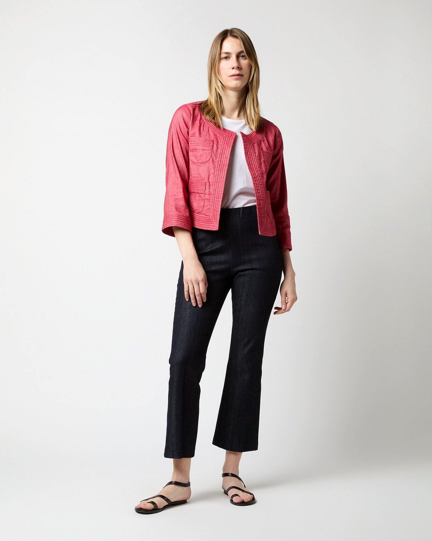 Trapunto Kiki Jacket in Red Stretch Cotolino