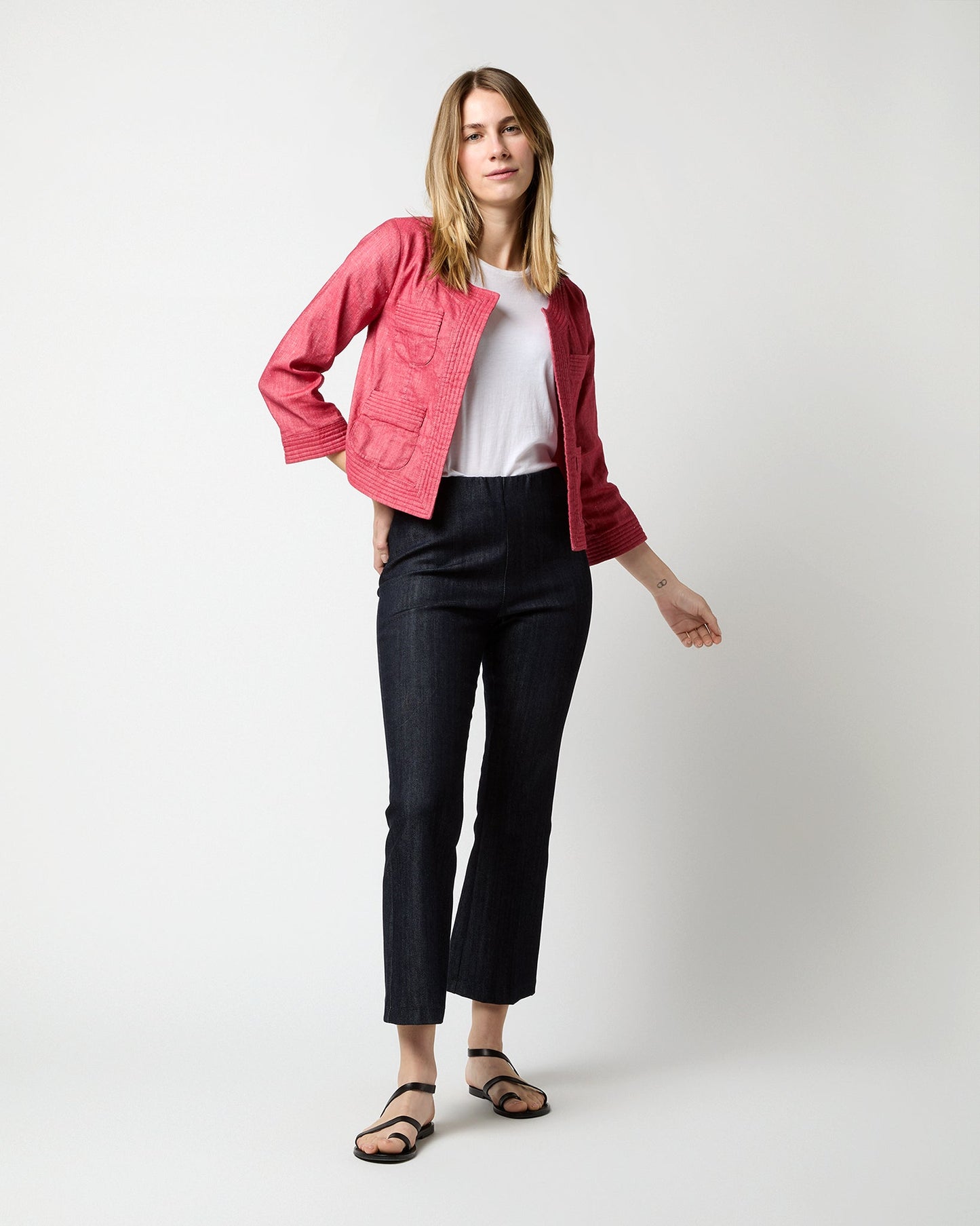 Trapunto Kiki Jacket in Red Stretch Cotolino