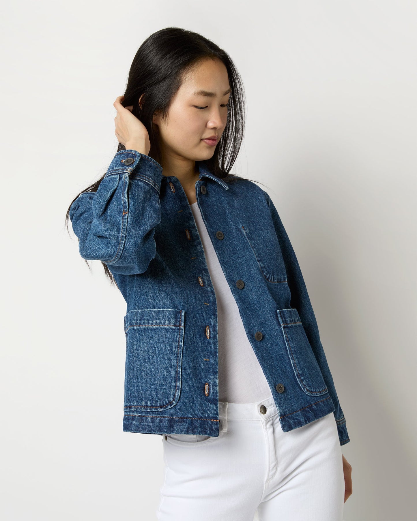 Nikkie Logo Jacket in Washed Indigo Denim