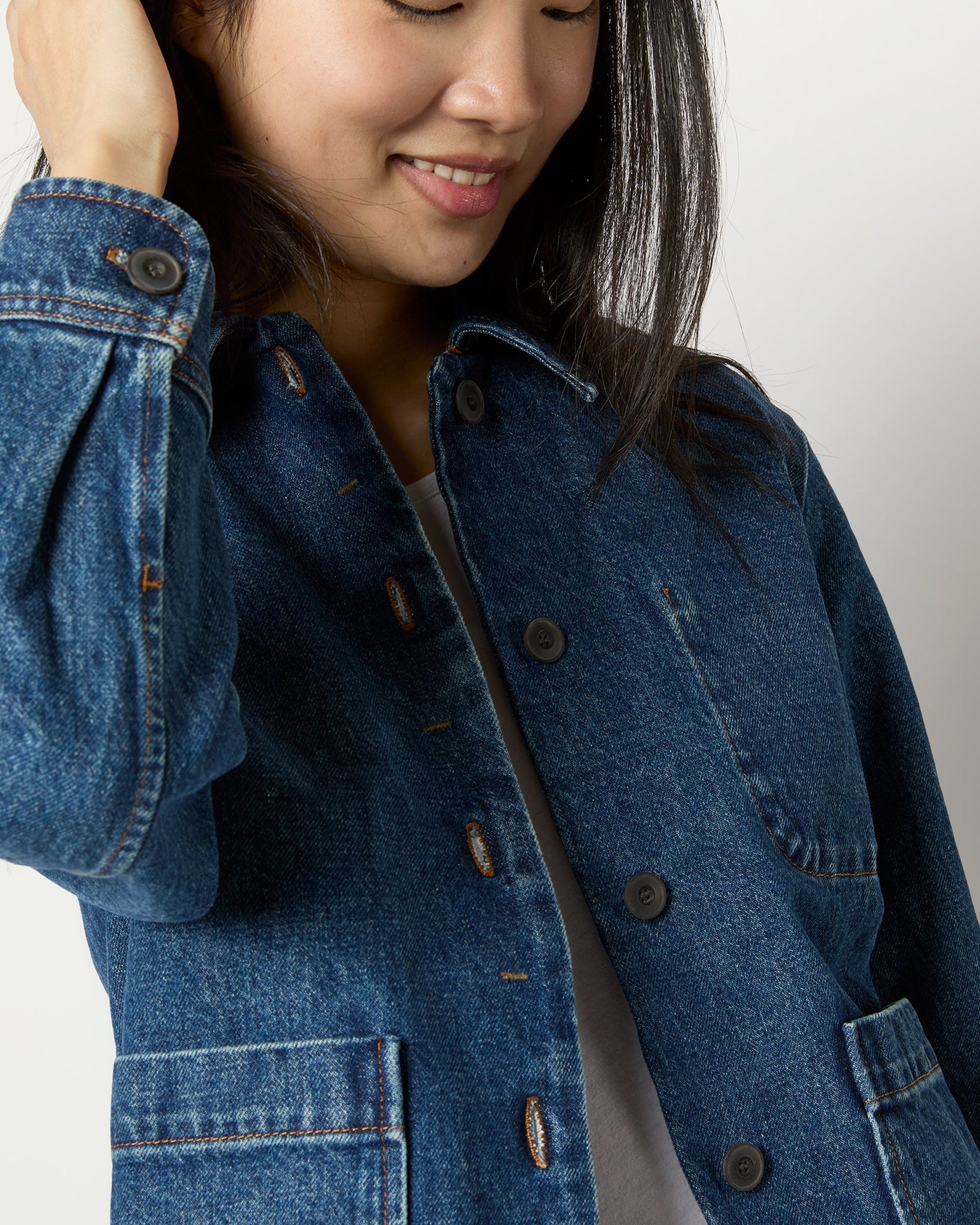 Nikkie Logo Jacket in Washed Indigo Denim