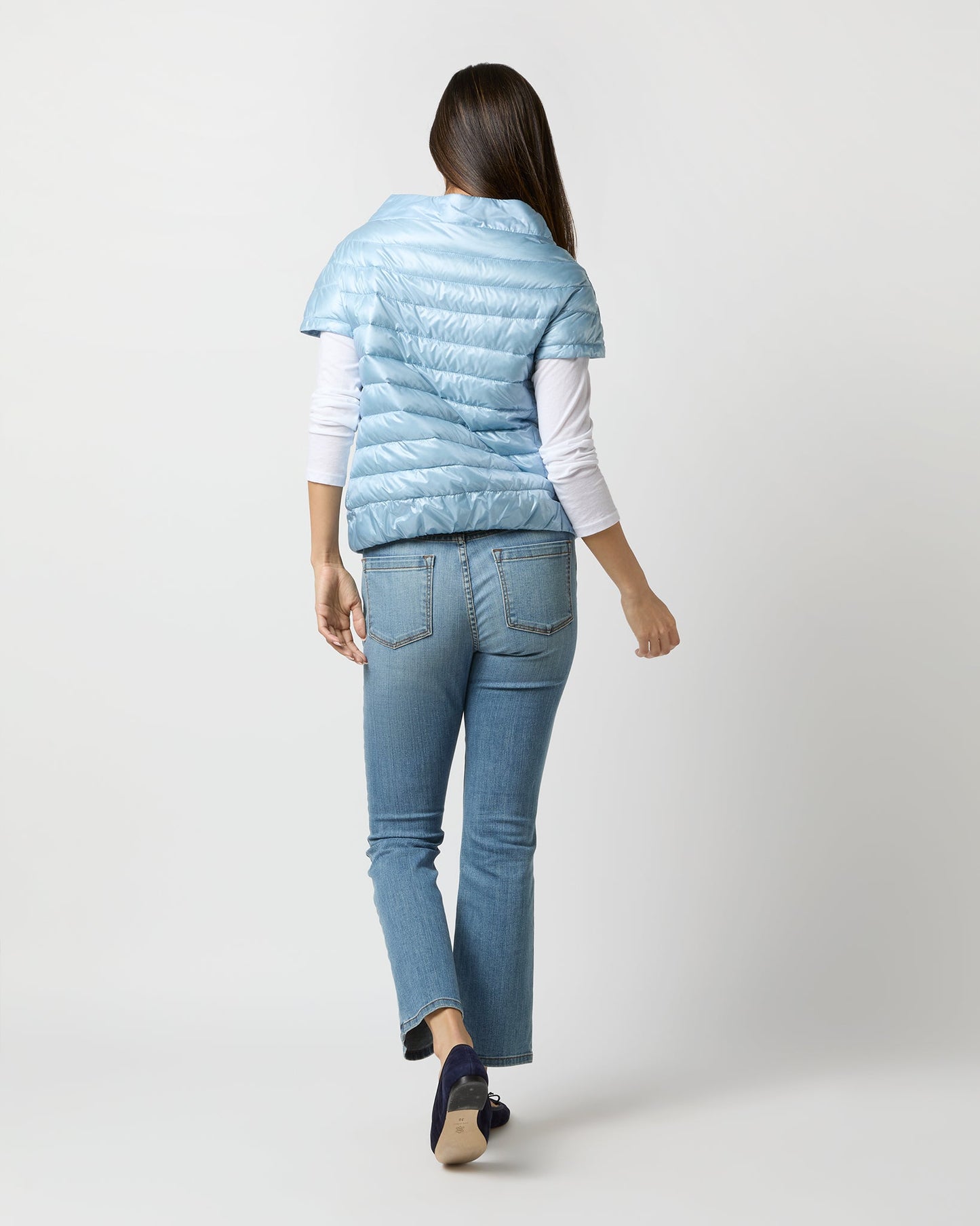 Greta Cap-Sleeve Jacket in Celeste Blue