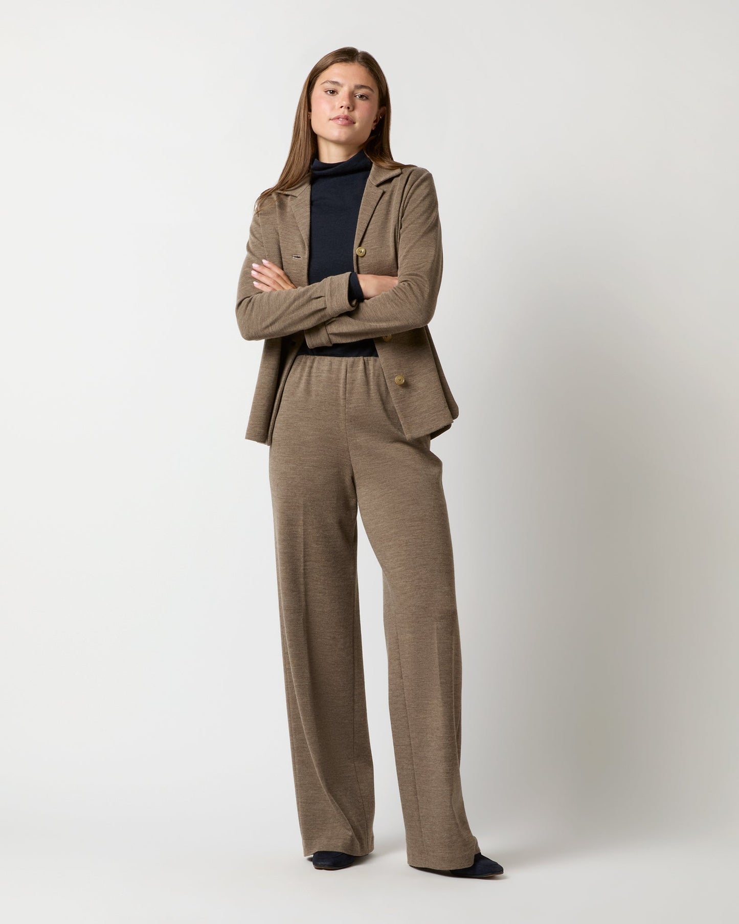 Sadie Shirt Jacket in Heather Mink Wool Interlock