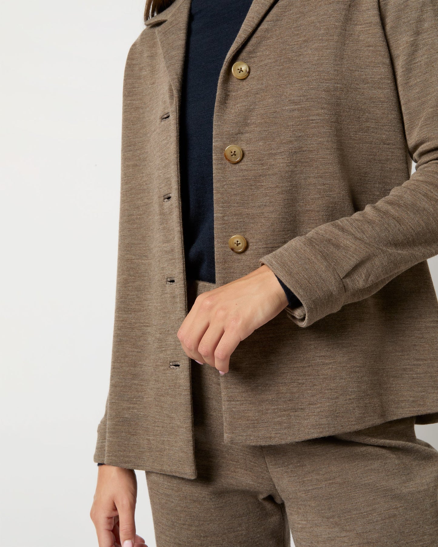 Sadie Shirt Jacket in Heather Mink Wool Interlock