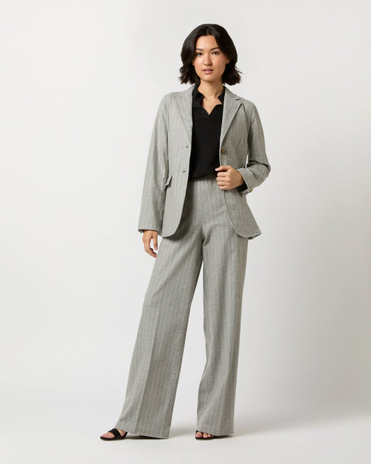 Sarah Blazer in Grey Chalk Stripe Knit