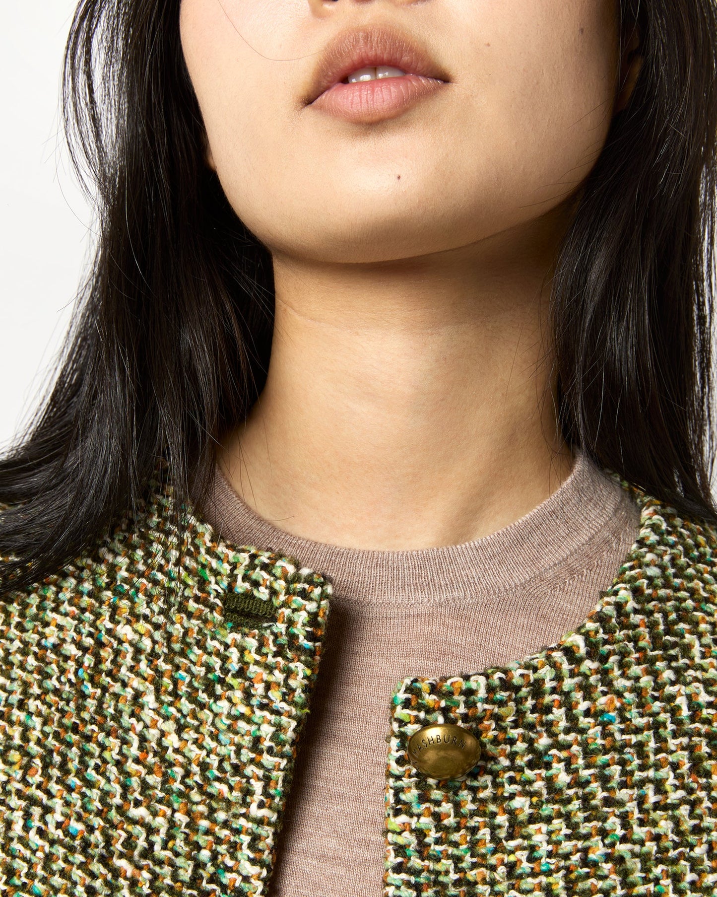 Megan Cardigan Jacket in Green/Multi Tweed