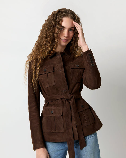 Safari Jacket in Chocolate Suede