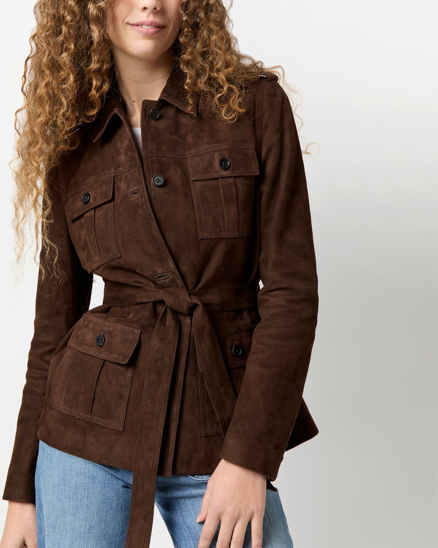 Safari Jacket in Chocolate Suede