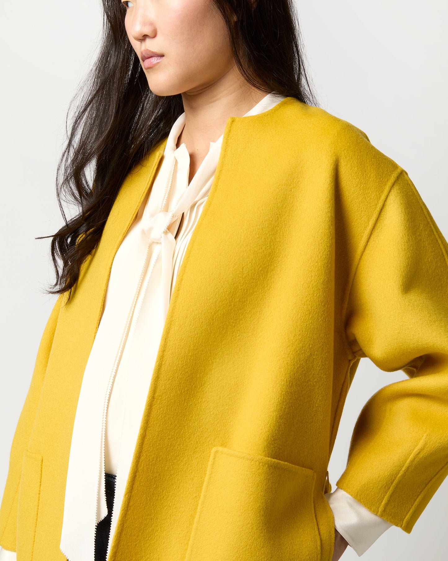 Valeria Coat in Harvest Yellow Double-Faced Wool Melton