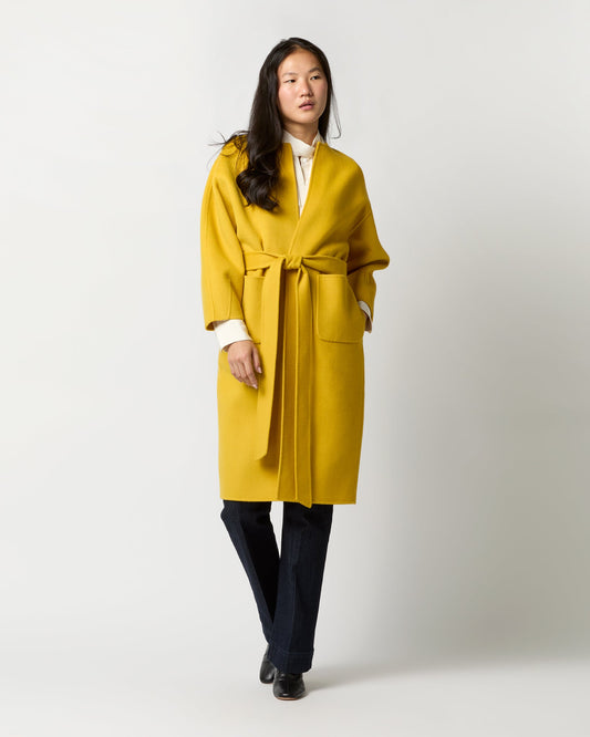 Valeria Coat in Harvest Yellow Double-Faced Wool Melton