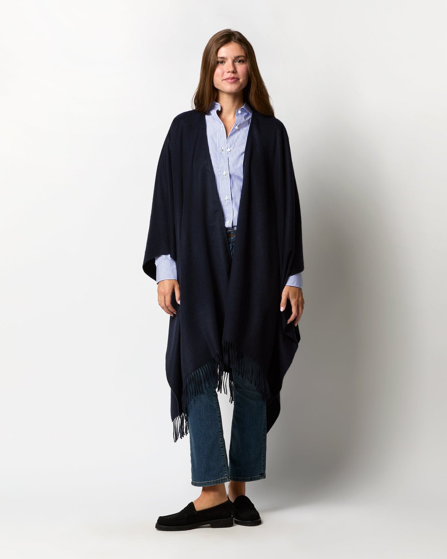 Cashmere Cape in Dark Navy