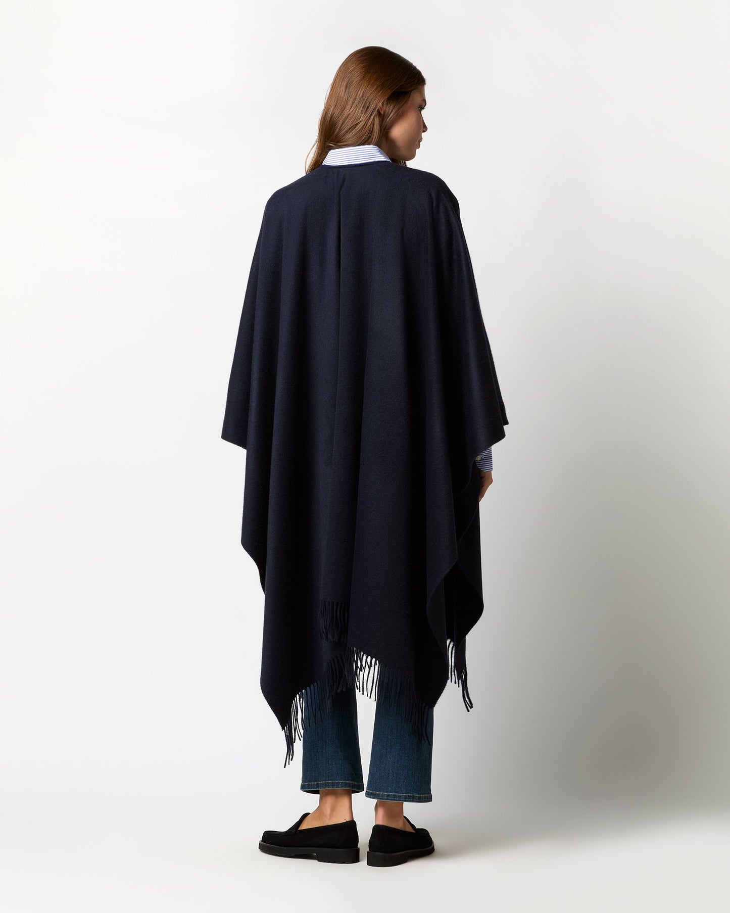 Cashmere Cape in Dark Navy