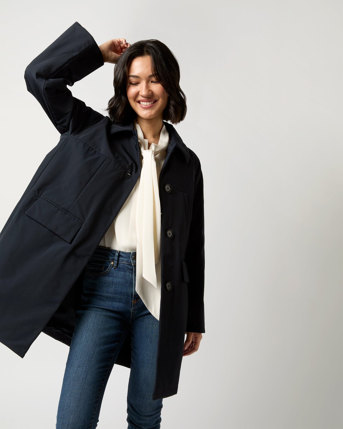 Aveline Coat in Navy Blue