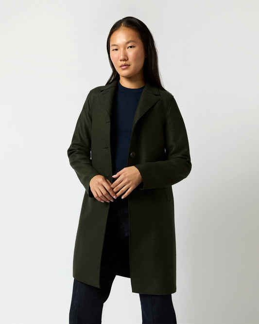 Button Up Boxy Coat in Dark Green