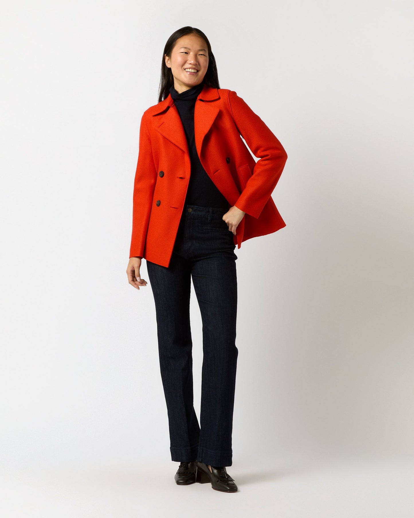 Peacoat in Red/Orange Wool