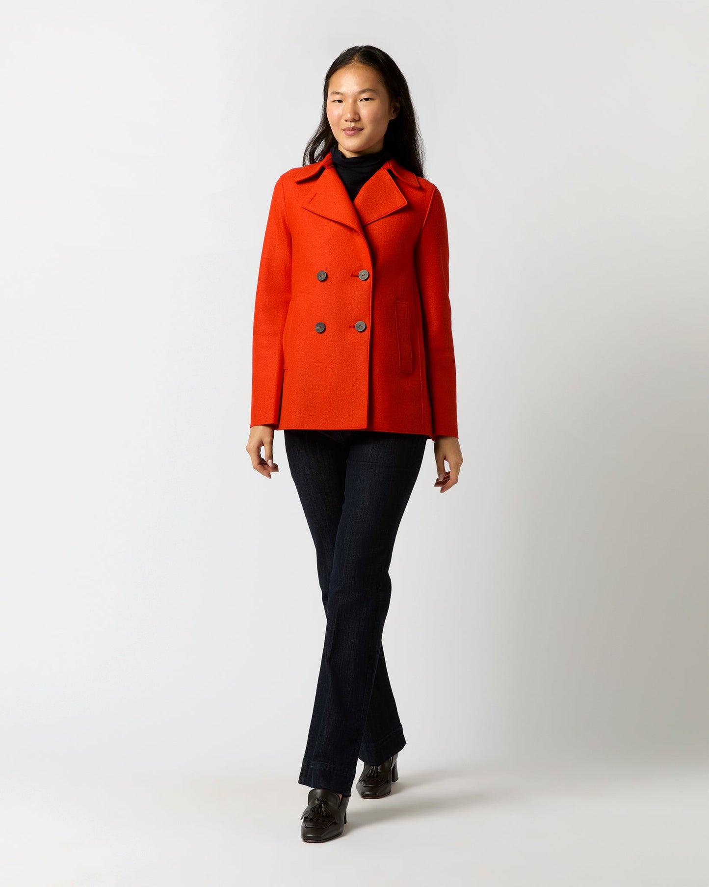 Peacoat in Red/Orange Wool