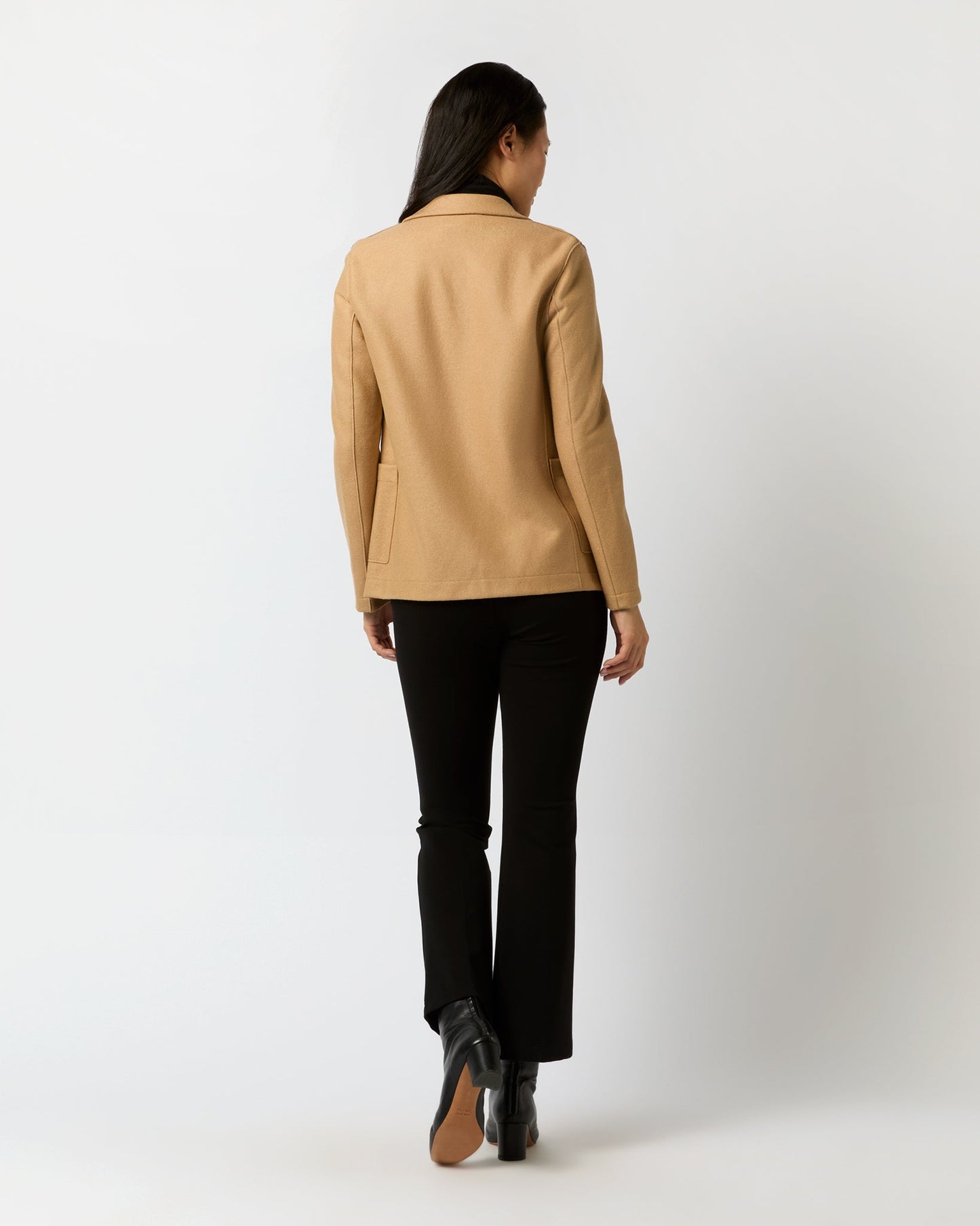 Stand Up Collar Blazer in Beige