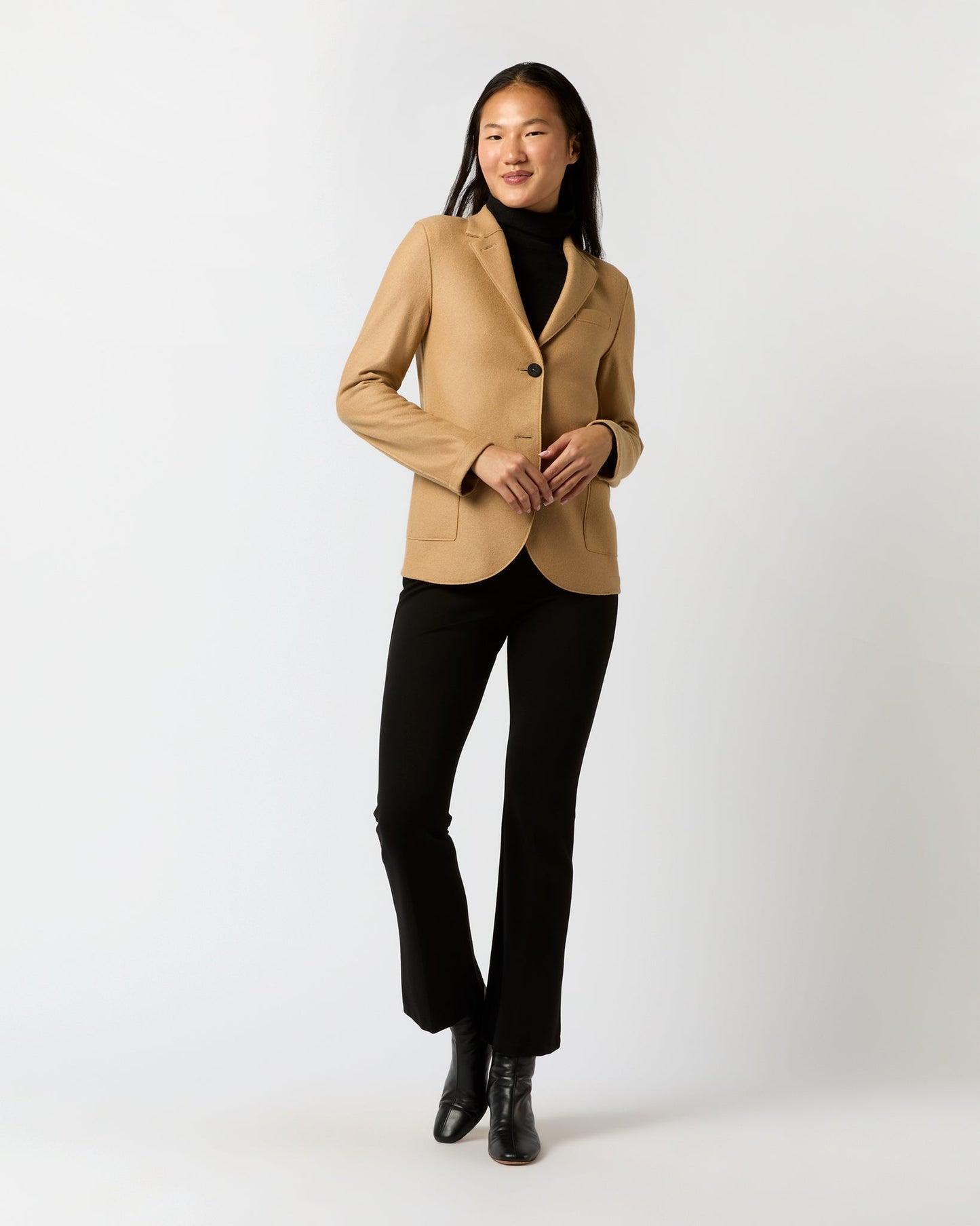 Stand Up Collar Blazer in Beige