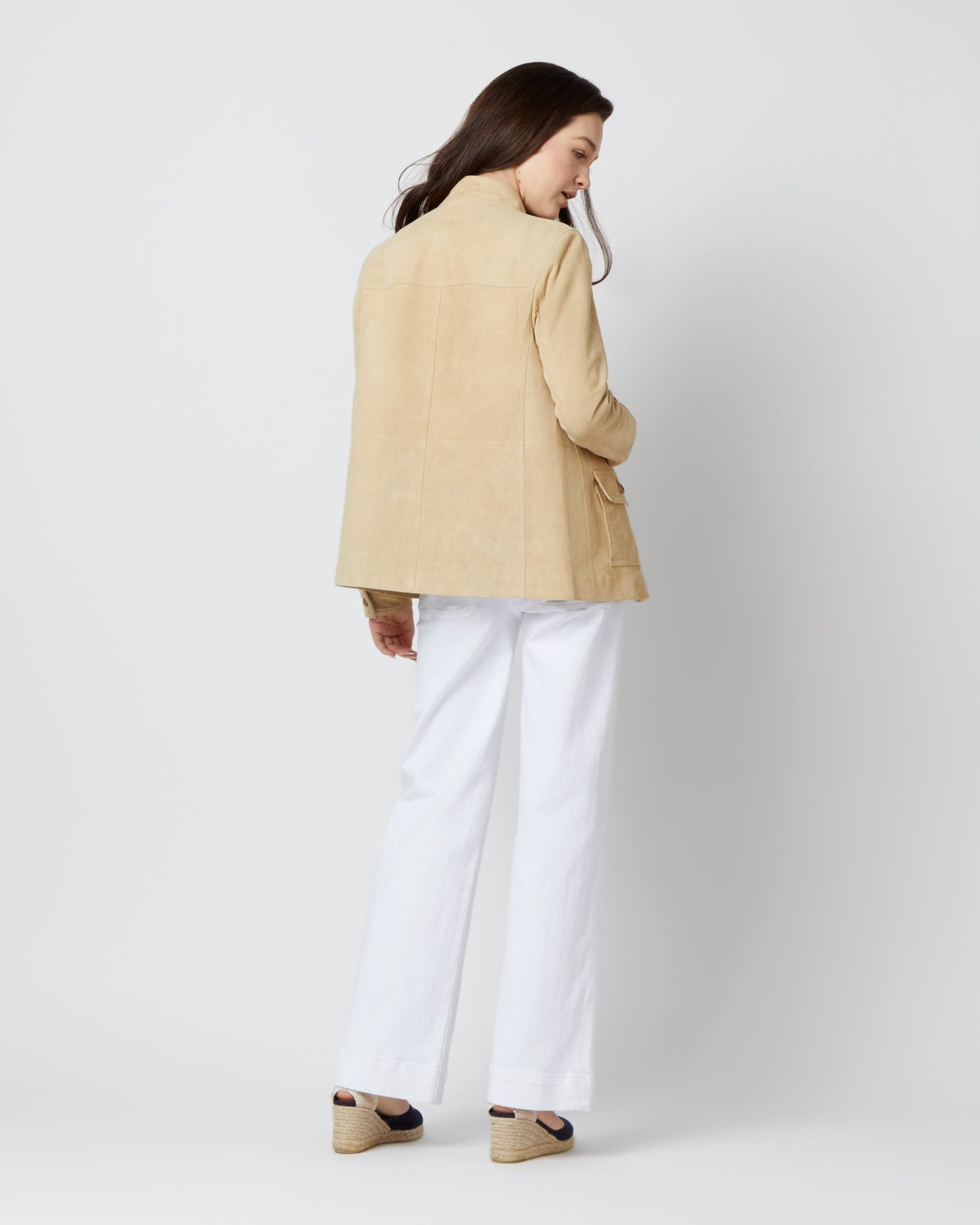 Eve Safari Jacket in Light Khaki Suede