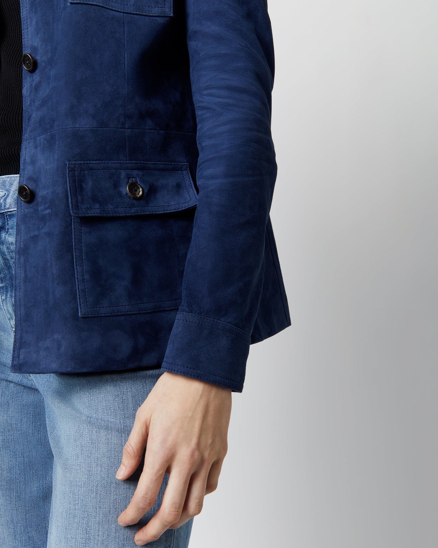 Eve Safari Jacket in Bright Navy Lamb Suede