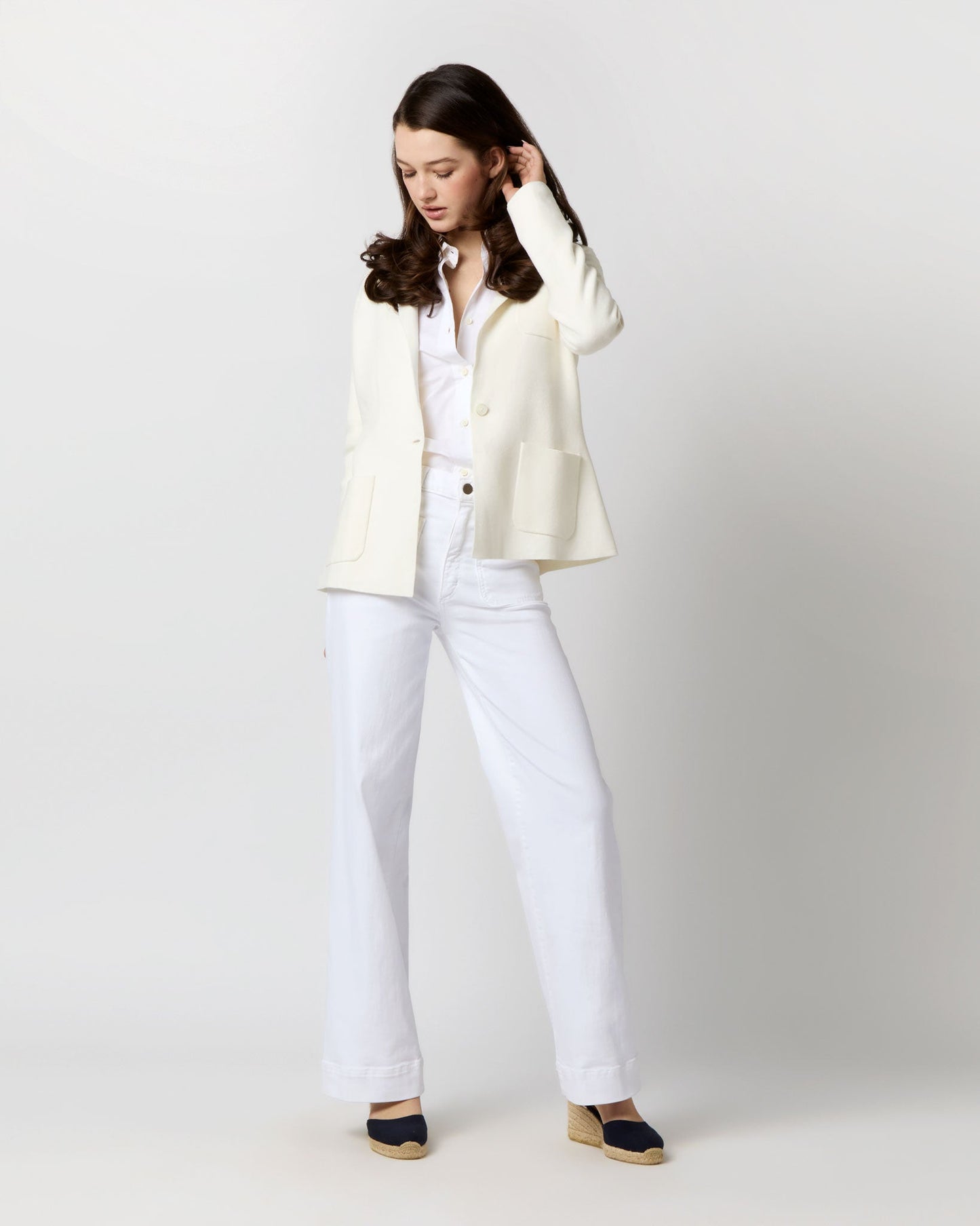 Schoolboy Jacket in Ivory Cotton/Silk