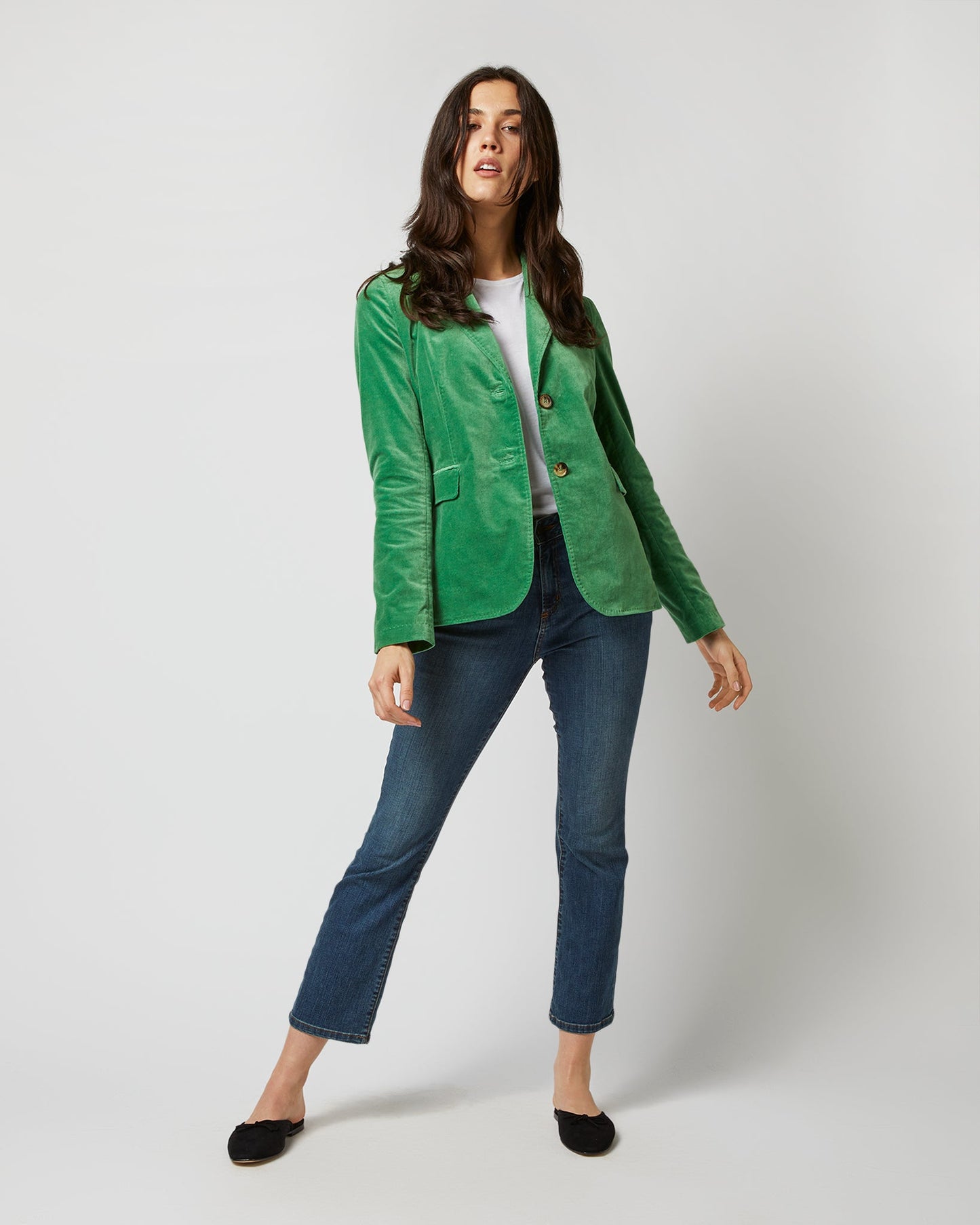 Sarah Jacket in Apple Stretch Velveteen