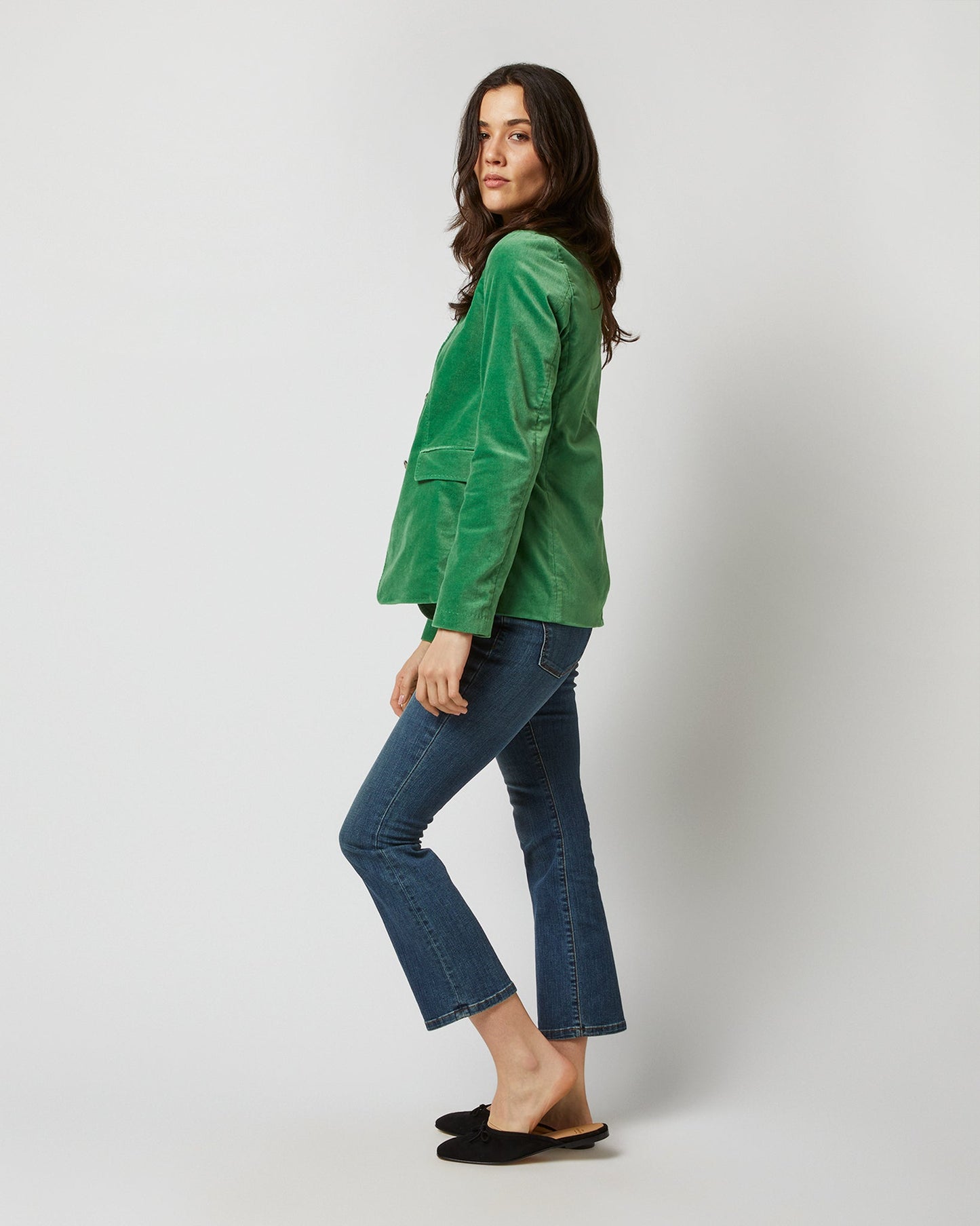 Sarah Jacket in Apple Stretch Velveteen