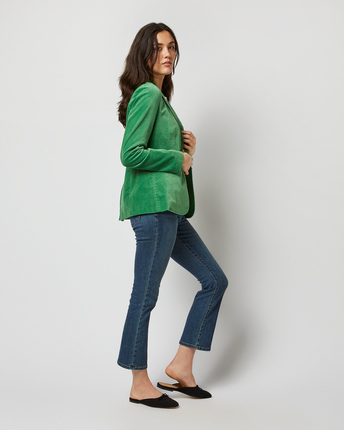 Sarah Jacket in Apple Stretch Velveteen