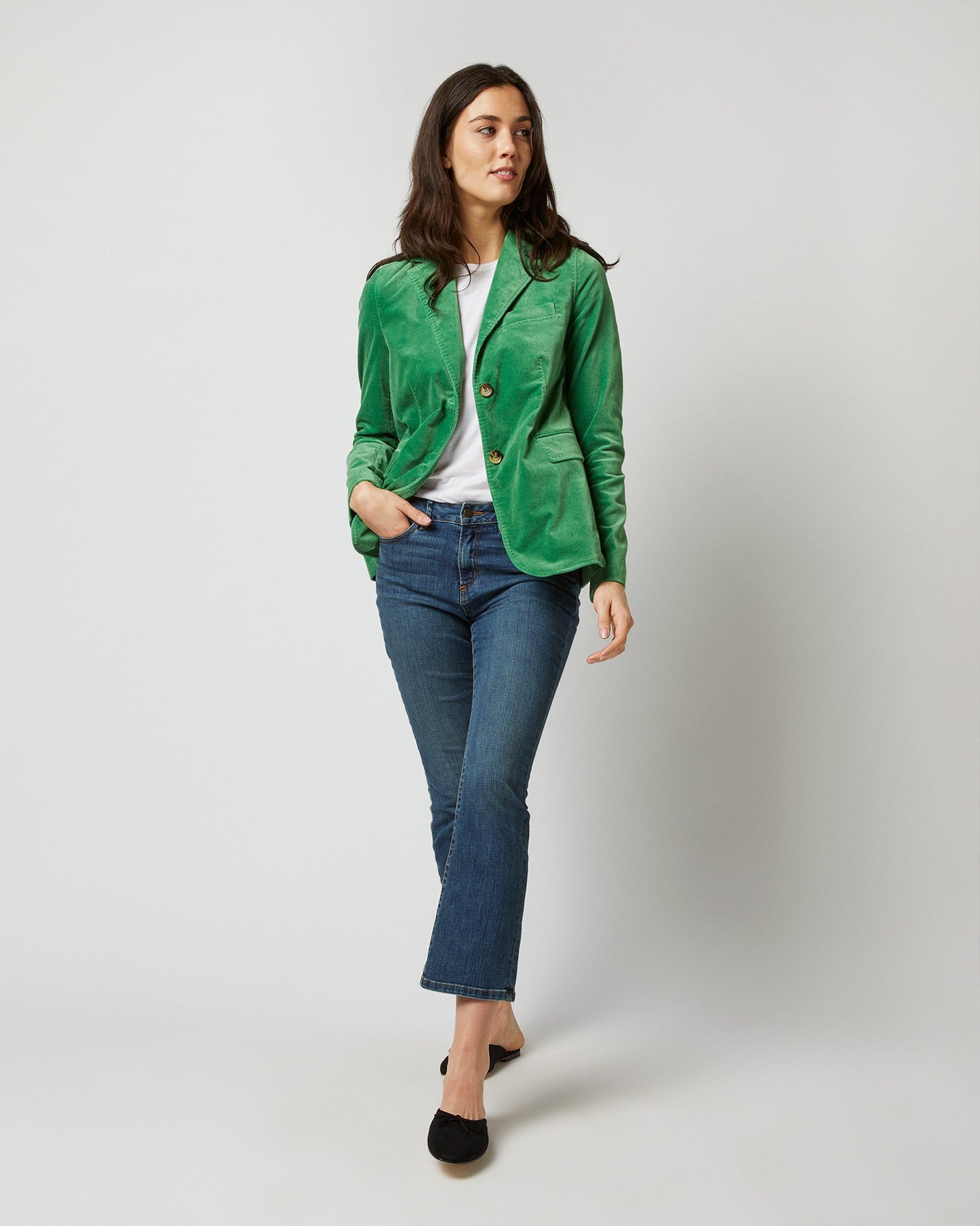 Sarah Jacket in Apple Stretch Velveteen