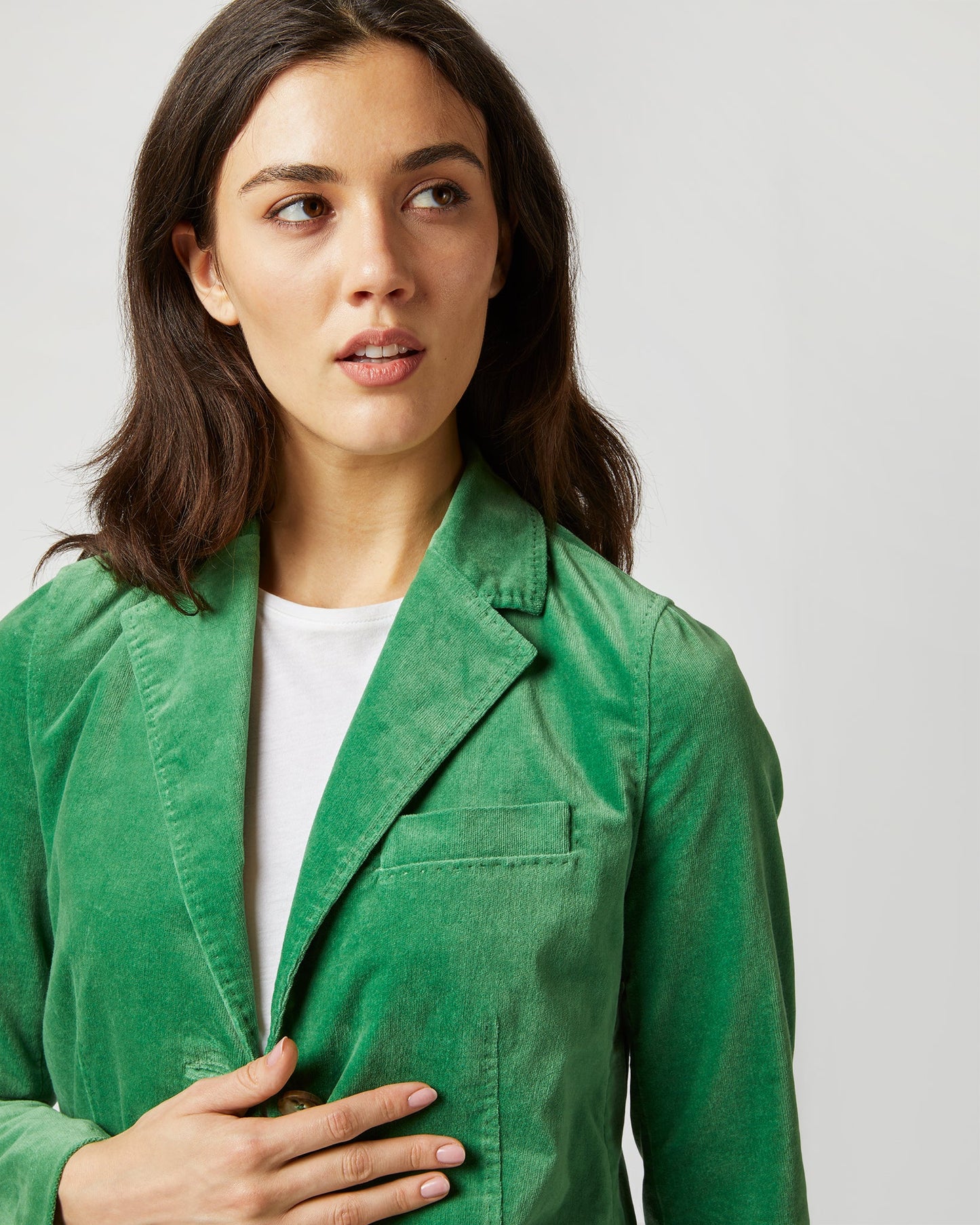 Sarah Jacket in Apple Stretch Velveteen